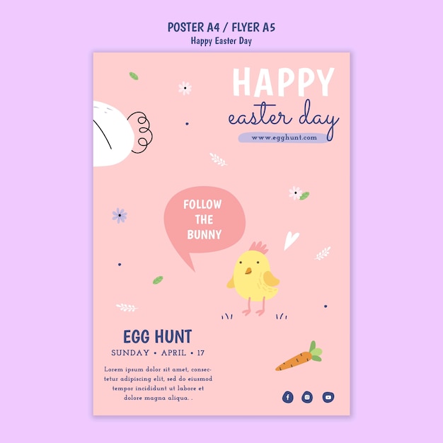 Modello di buona pasqua di design piatto