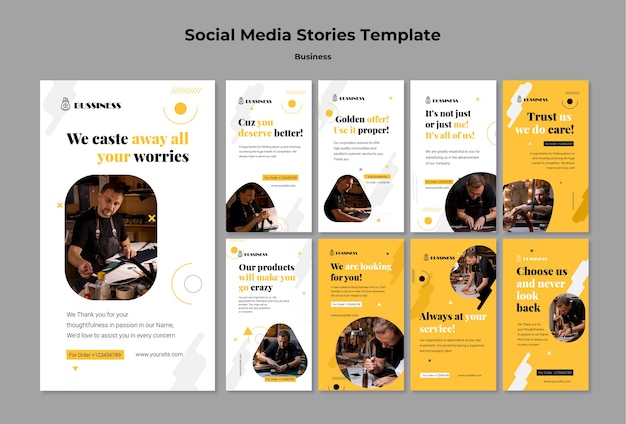 Modello di business dei post di instagram di design piatto