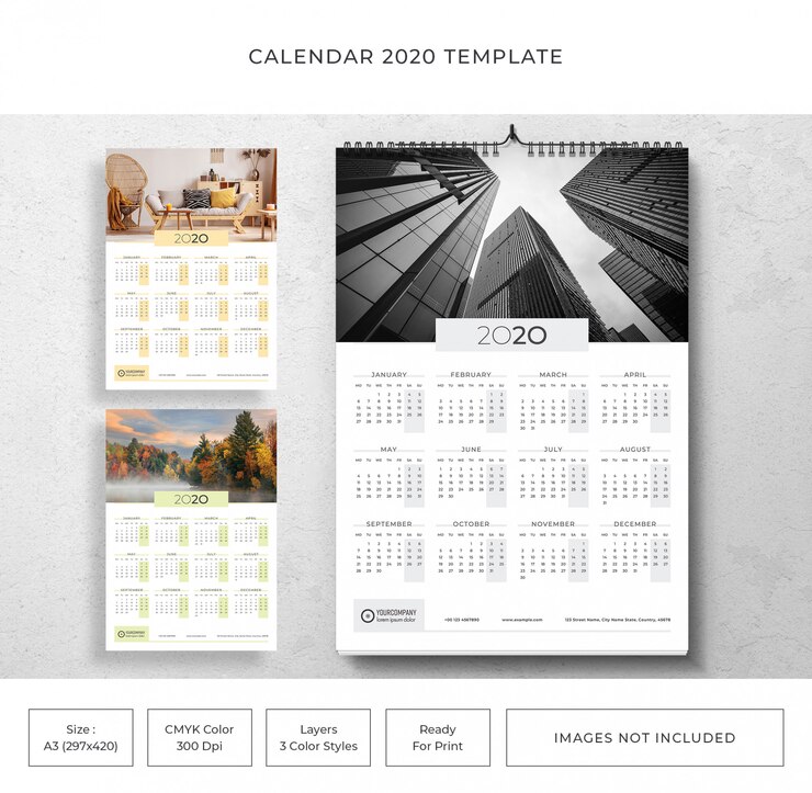 Modello di calendario 2020