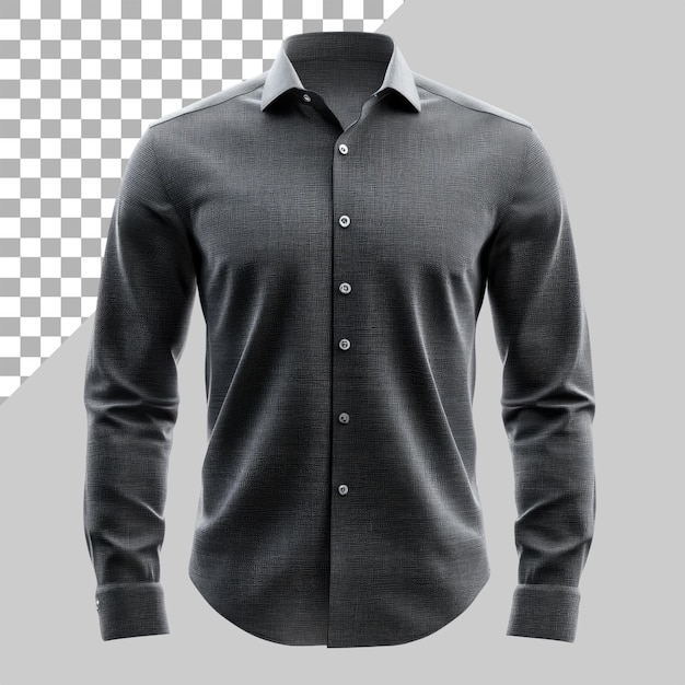 Modello di camicia grigia elegante a maniche lunghe presentazione professionale sfondo trasparente ad alta risoluzione