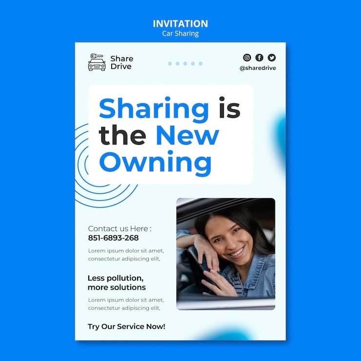 PSD modello di car sharing design piatto