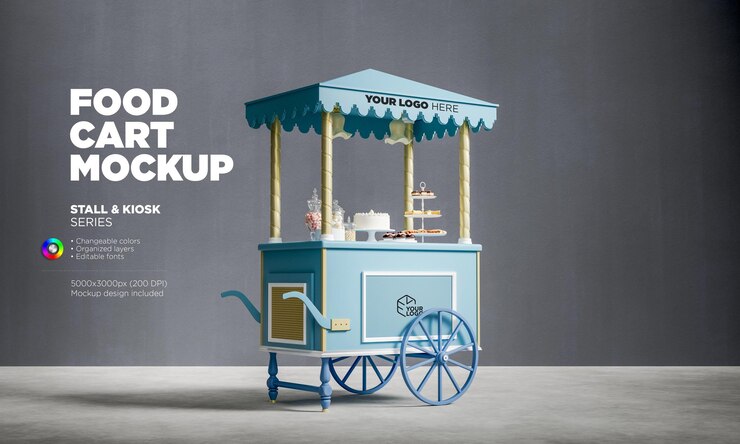 modello di carrello di caramelle dolci in rendering 3d