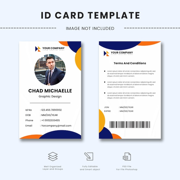 Modello di carta d'identità professionale con informazioni sull'azienda