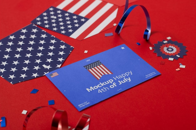Modello di carta del 4 luglio con elementi e decorazioni