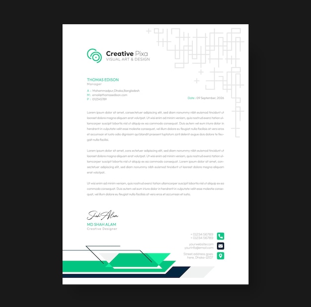 Modello di carta intestata aziendale professionale e minimalista