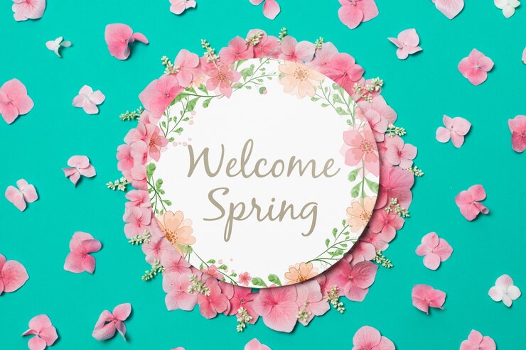 PSD modello di carta rotondo con fiori per la primavera