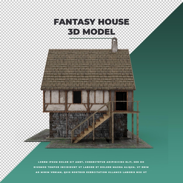 Modello di casa fantasy medievale 3D