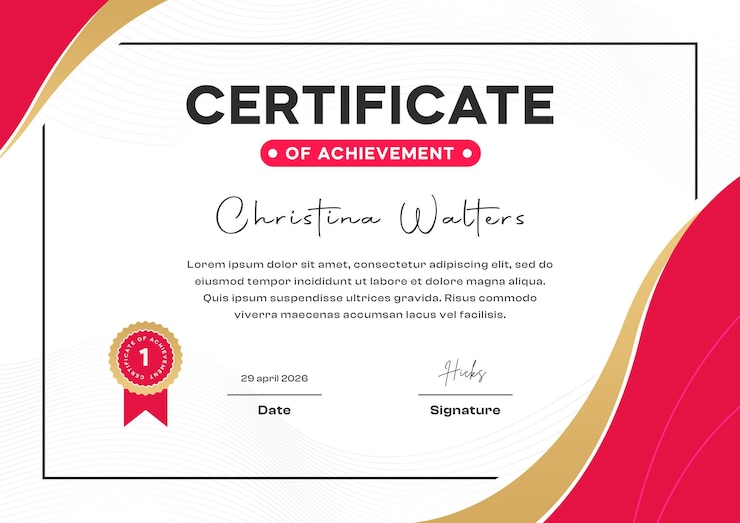 PSD modello di certificato a forma elegante e certificato di realizzazione