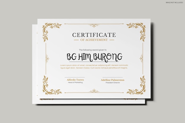 Modello di certificato A4