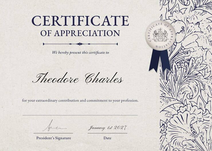 PSD modello di certificato floreale vintage psd in stile elegante