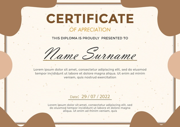 modello di certificato pronto per la stampa con file psd di testo modificabile