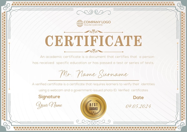 Modello di certificato