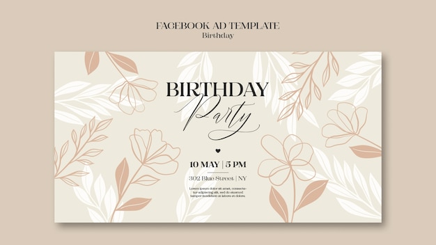 Modello di compleanno dal design piatto