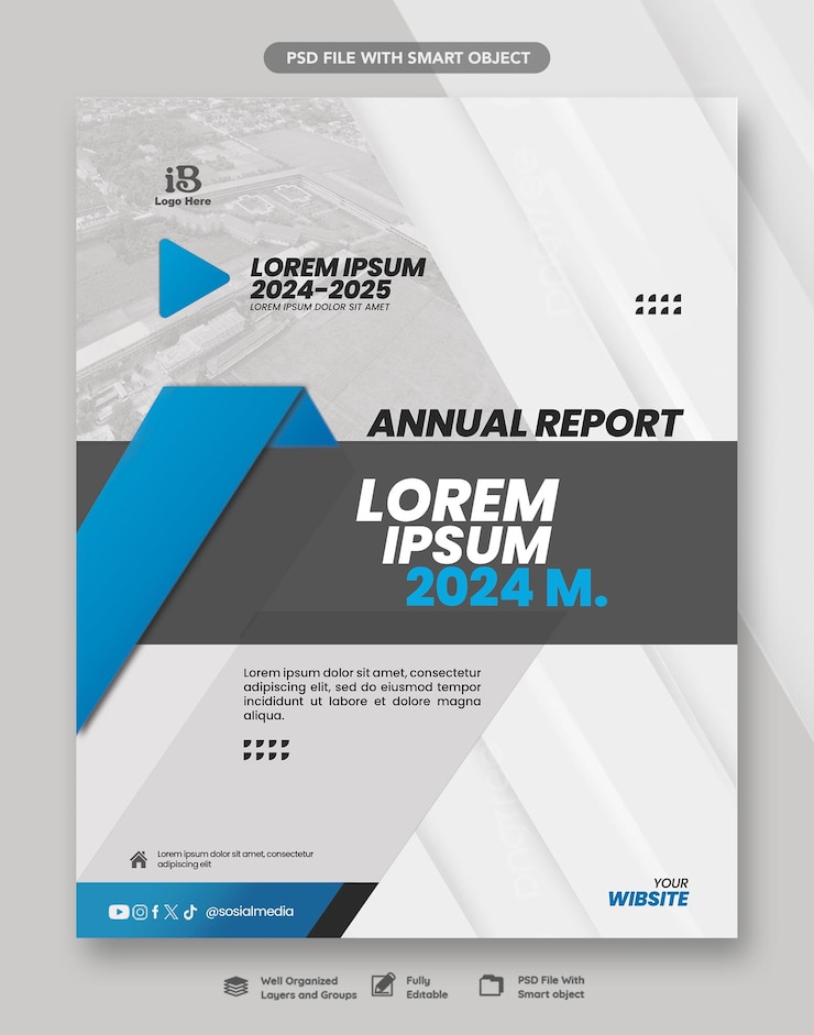 PSD modello di copertina della relazione annuale o della copertina del libro psd