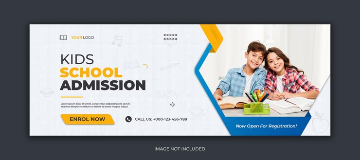 Modello di copertina di Facebook e banner web per i social media di ammissione alla scuola