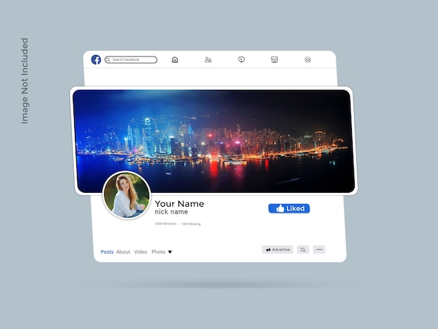 Modello di copertina di Facebook renderizzato in 3D