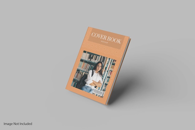Modello di copertina di un libro con una donna in una biblioteca