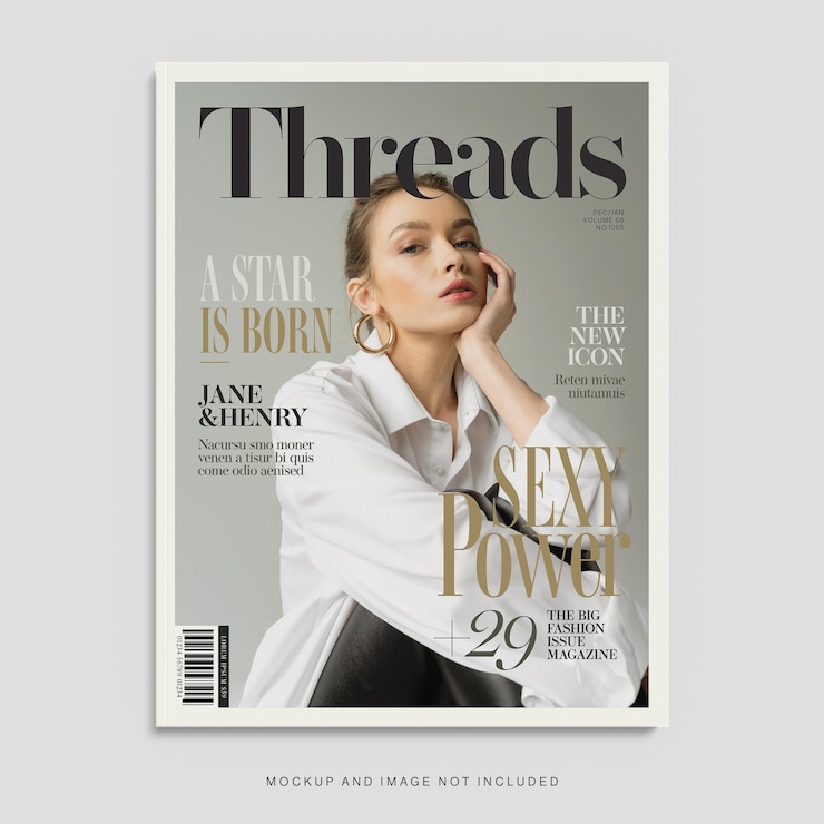 PSD modello di copertina di una rivista di moda elegante donna d'affari di classe in photoshop psd