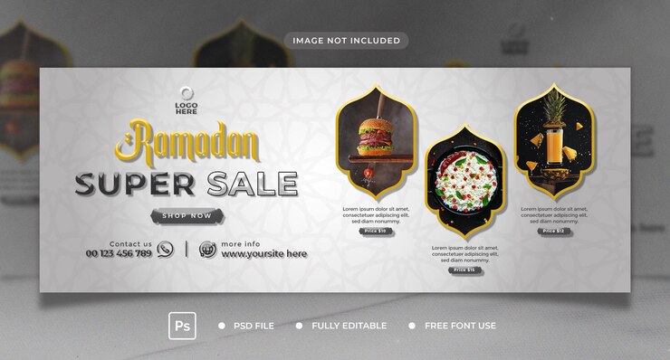 Modello di copertina per banner per social media di vendita Ramadan Kareem