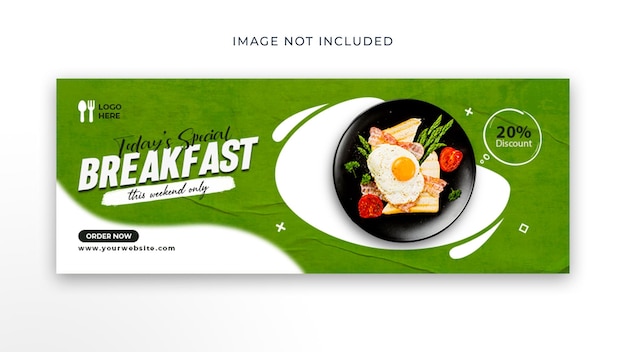 Modello di copertina per banner social media colazione sana e deliziosa Psd Premium