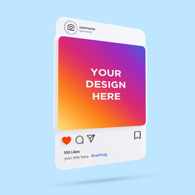 Modello di cornice di instagram 3d social media post mockup