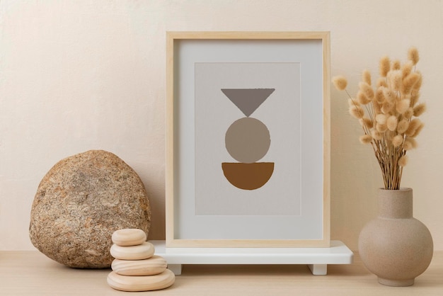 Modello di cornice fotografica decorazione per la casa zen psd design