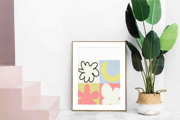 Modello di cornice fotografica immagine di fiore decorazione della casa psd