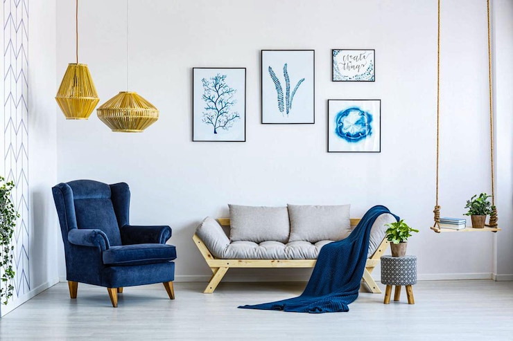 PSD modello di cornice iso a dimensioni di carta modello di poster per parete del soggiorno modello di interno con casa bg