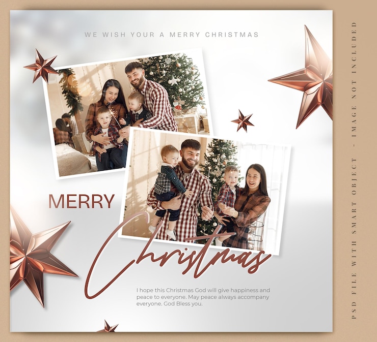 PSD modello di cornice per foto di buon natale