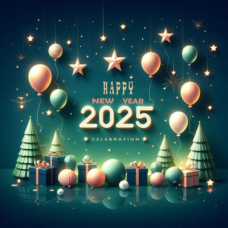 Modello di design del banner per la celebrazione del nuovo anno 2025