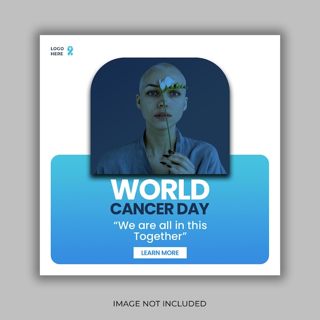 modello di design del post sui social media e del banner di Instagram per la giornata mondiale di sensibilizzazione al cancro