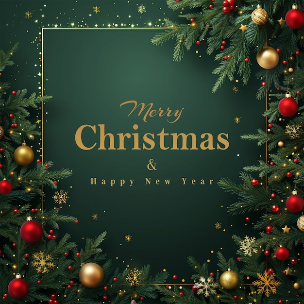 Modello di design di biglietti di auguri per Buon Natale e Buon Anno Nuovo