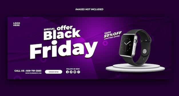 Modello di design per la copertina di Facebook del Black Friday gratuito
