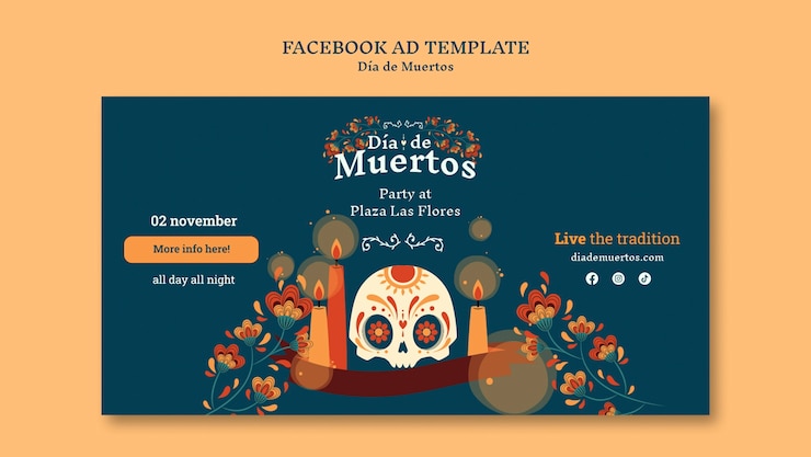 PSD modello di design piatto dia de muertos
