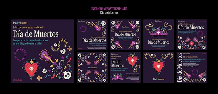 PSD modello di design piatto dia de muertos