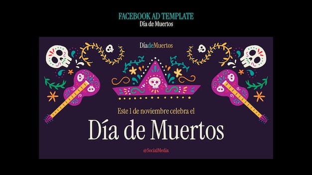 Modello di design piatto dia de muertos