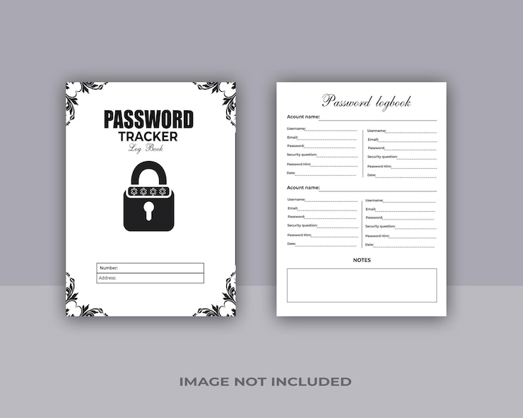 PSD modello di diario di tracciamento delle password