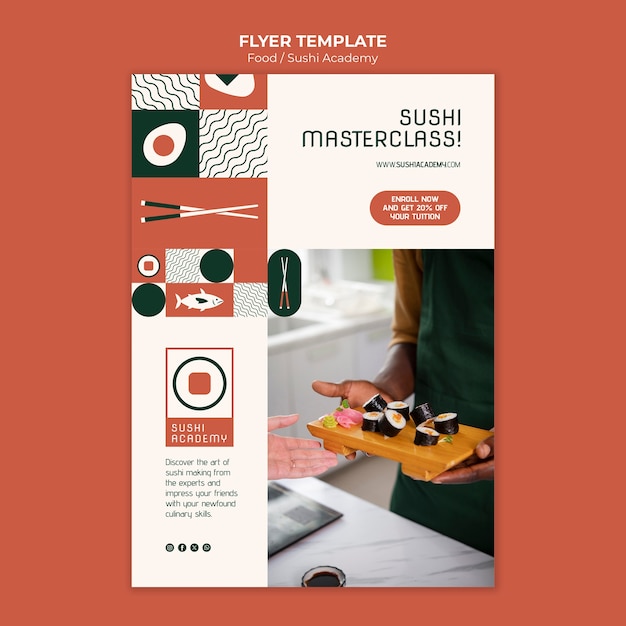 Modello di disegno del cibo sushi