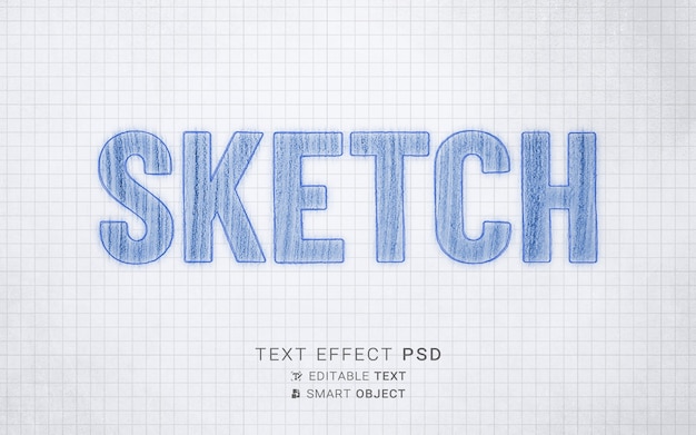 Modello di disegno dell'effetto di testo di schizzo