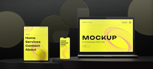 Modello di dispositivo digitale su un podio