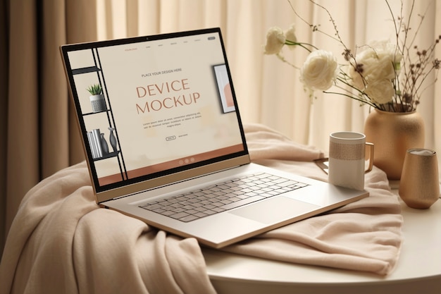 Modello di dispositivo su mobili in legno