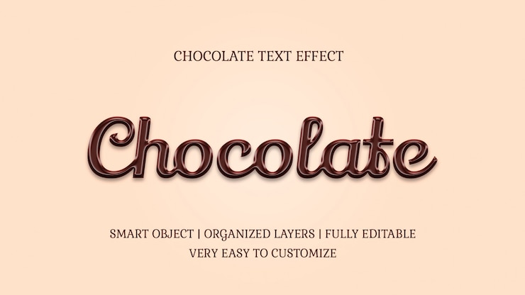 Modello di effetto del testo della caramella di stile del cioccolato