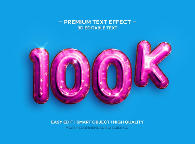 Modello di effetto di testo 3d 100K