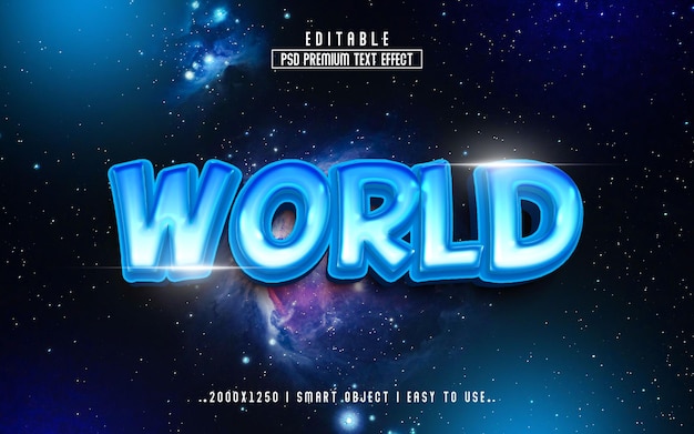 Modello di effetto di testo 3D editable per il mondo