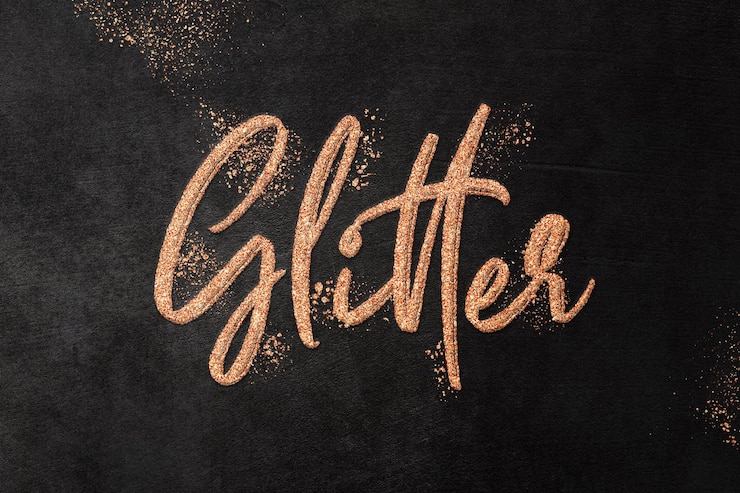 PSD modello di effetto di testo glitter rame