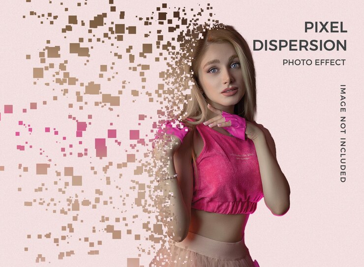 PSD modello di effetto foto a dispersione pixel