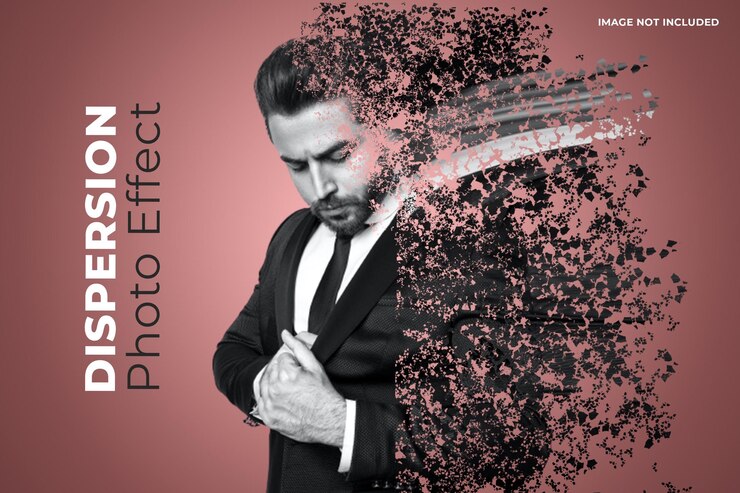 PSD modello di effetto foto a dispersione