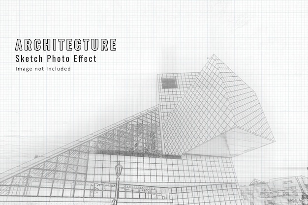 Modello di effetto foto schizzo di architettura