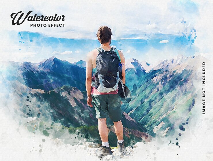 Modello di effetto foto schizzo pittura ad acquerello
