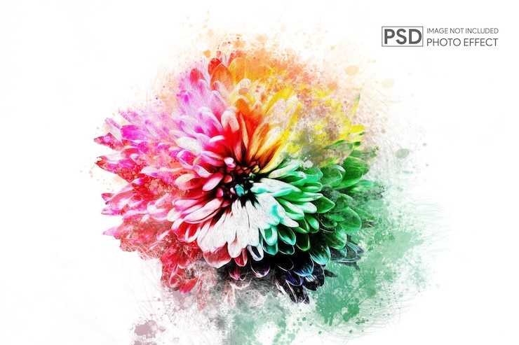 PSD modello di effetto foto splash acquerello